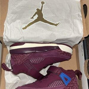 Jordan Kids Burgundy and Blue Sneakers